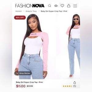 Fashion Nova pink ‘Baby Girl Super Crop Top’ size M